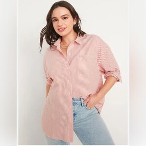 Women’s OldNavy Plus Boyfriend Orange & White Striped Top, XXL